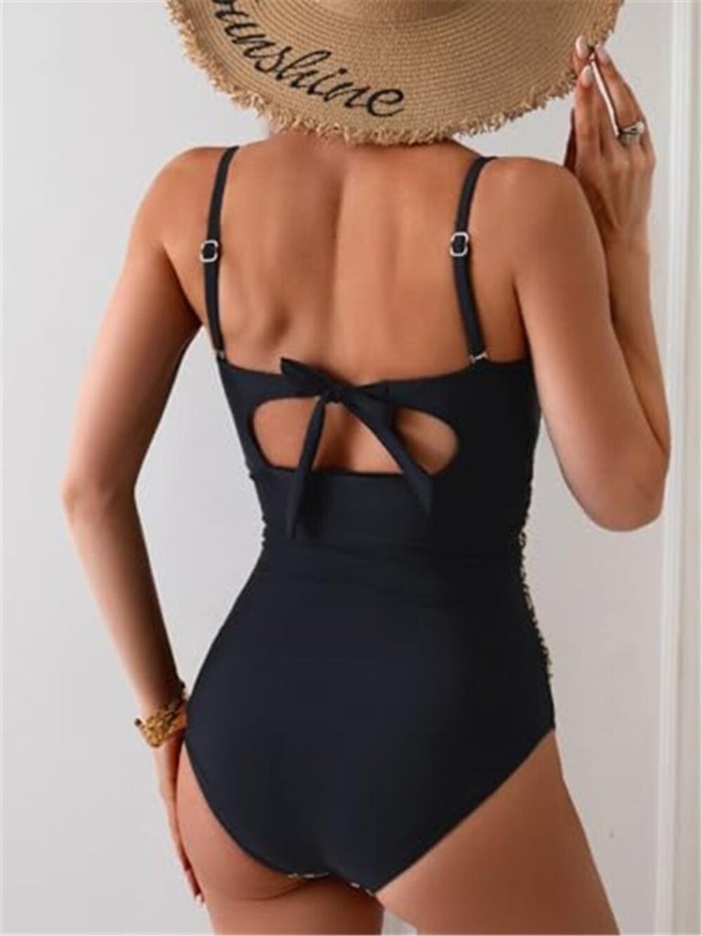 Women's Push Up Wrap Front Swimsuit One Piece Tummy Control Bathing Suit - Picture 2 of 6